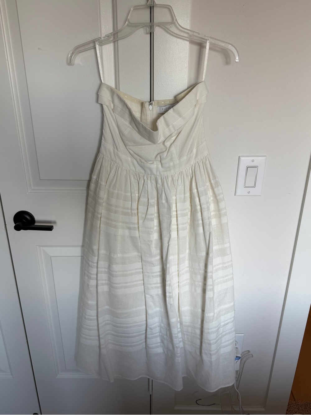 Hunter Bell Elegant White Strapless Midi Dress